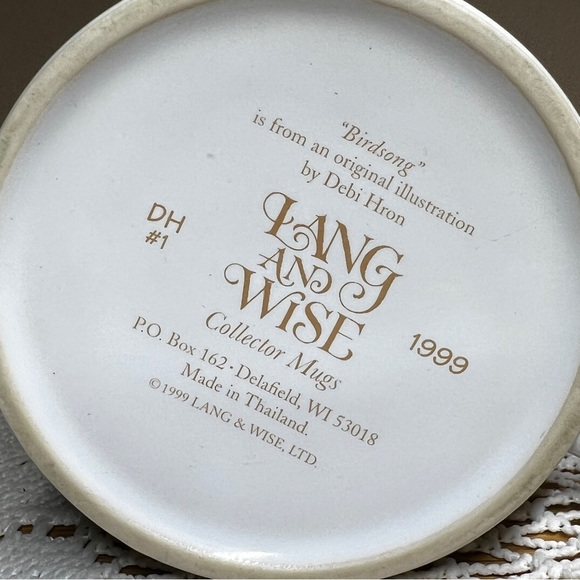 Lang & Wise Vintage “Birdsong” Collector Mug Debi Hron 1999 Thailand DH#1 Coffee - Picture 10 of 10